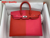 Hermes Patchwork Birkin 25 Epsom Leather Red and Pink Replica