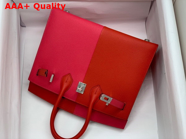 Hermes Patchwork Birkin 25 Epsom Leather Red and Pink Replica