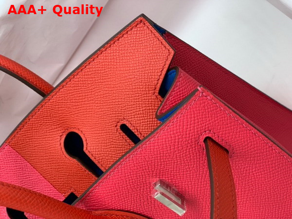 Hermes Patchwork Birkin 25 Epsom Leather Red and Pink Replica