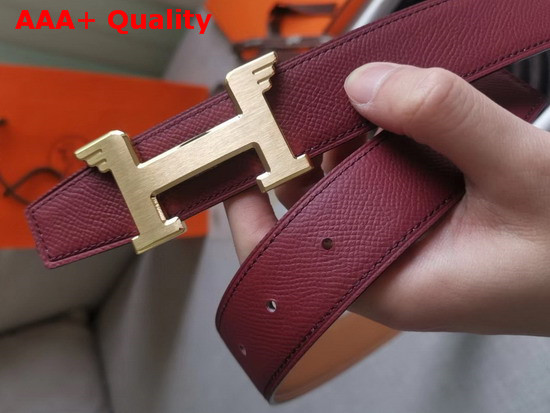 Hermes Pegase Belt Buckle and Reversible Leather Strap 32mm Epsom Calfskin Rouge H Gold Replica