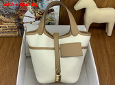 Hermes Picotin Cargo 18 Bag in Beige Canvas and Calfskin Replica