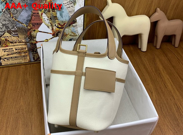 Hermes Picotin Cargo 18 Bag in Beige Canvas and Calfskin Replica