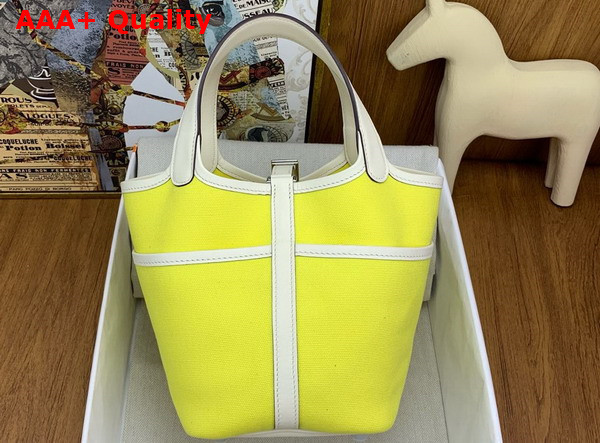 Hermes Picotin Cargo 18 Bag in Neon Yellow Canvas and Calfskin Replica