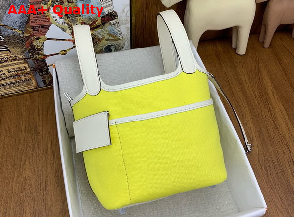 Hermes Picotin Cargo 18 Bag in Neon Yellow Canvas and Calfskin Replica