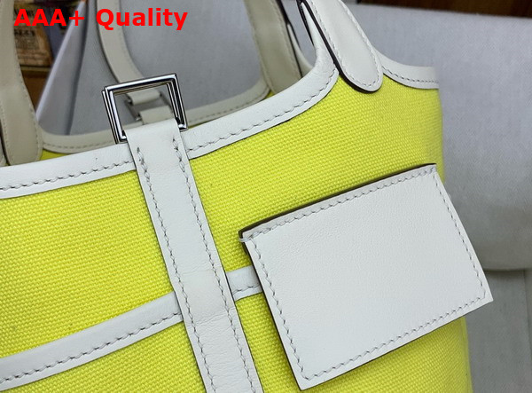 Hermes Picotin Cargo 18 Bag in Neon Yellow Canvas and Calfskin Replica