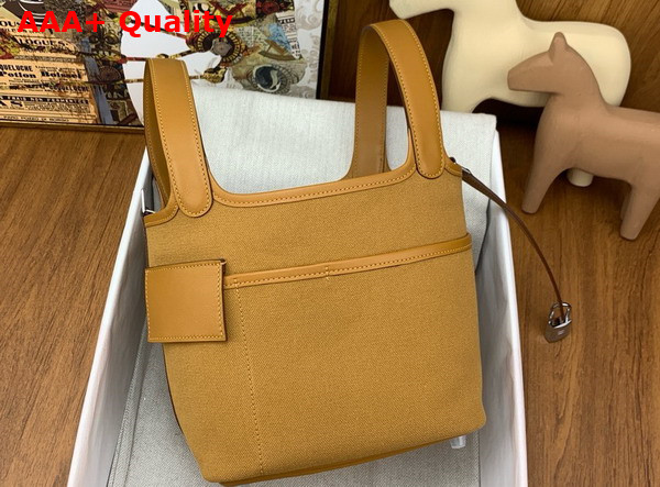 Hermes Picotin Cargo 18 Bag in Sesame Canvas and Calfskin Replica