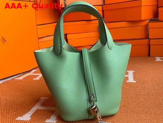 Hermes Picotin Lock 18 Bag in Apple Green Taurillon Clemence Leather Replica