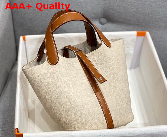 Hermes Picotin Lock 18 Bag in Beige Taurillon Clemence Leather Replica