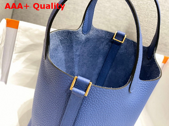 Hermes Picotin Lock 18 Bag in Blue Taurillon Clemence Leather with Palladium Plated Kely Lock Closure Replica