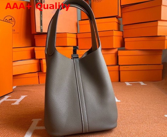 Hermes Picotin Lock 18 Bag in Elephant Gray Taurillon Clemence Leather Replica