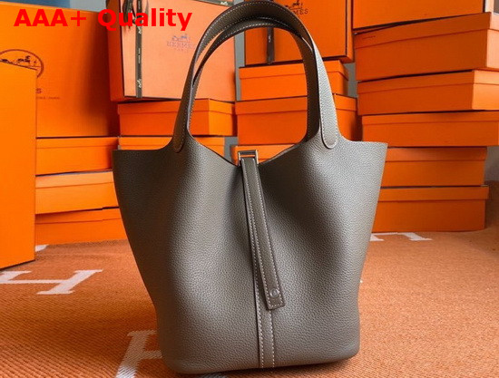 Hermes Picotin Lock 18 Bag in Elephant Gray Taurillon Clemence Leather Replica