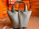 Hermes Picotin Lock 18 Bag in Light Gray Taurillon Clemence Leather Replica