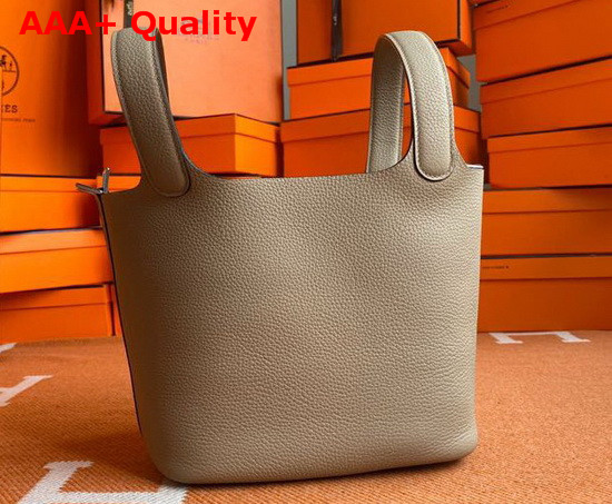 Hermes Picotin Lock 18 Bag in Light Gray Taurillon Clemence Leather Replica