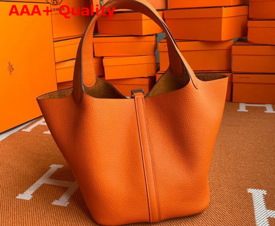 Hermes Picotin Lock 18 Bag in Orange Taurillon Clemence Leather Replica