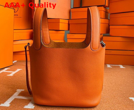 Hermes Picotin Lock 18 Bag in Orange Taurillon Clemence Leather Replica