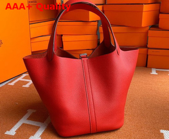 Hermes Picotin Lock 18 Bag in Red Taurillon Clemence Leather Replica