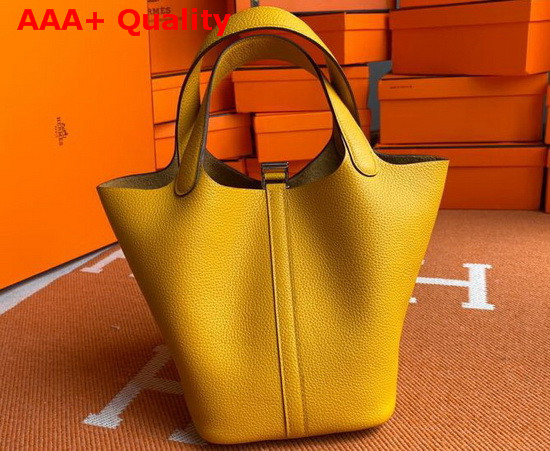 Hermes Picotin Lock 18 Bag in Yellow Taurillon Clemence Leather Replica