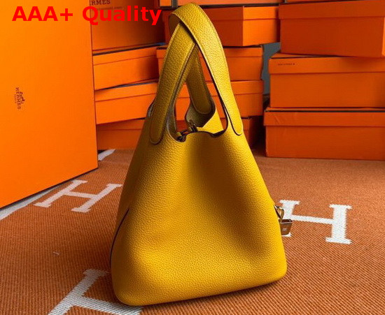 Hermes Picotin Lock 18 Bag in Yellow Taurillon Clemence Leather Replica