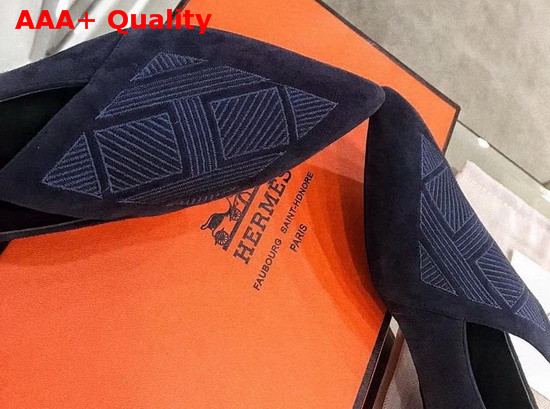 Hermes Rex Mule in Navy Suede Goatskin Replica