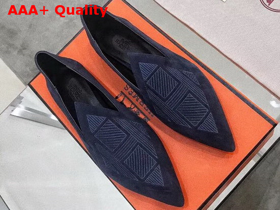 Hermes Rex Mule in Navy Suede Goatskin Replica