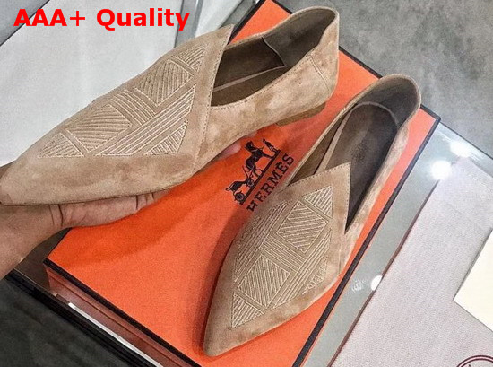 Hermes Rex Mule in Tan Suede Goatskin Replica