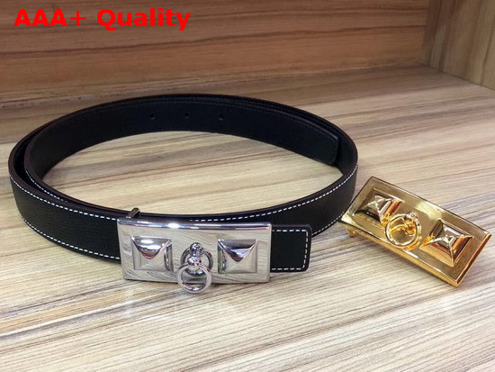 Hermes Rivale Belt in Black Epsom Calfskin Leather Replica