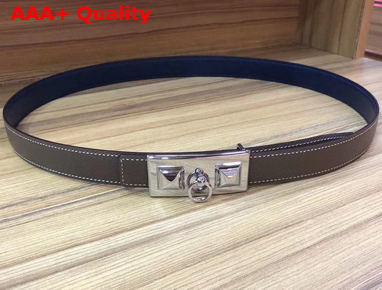 Hermes Rivale Belt in Grey Epsom Calfskin Leather Replica