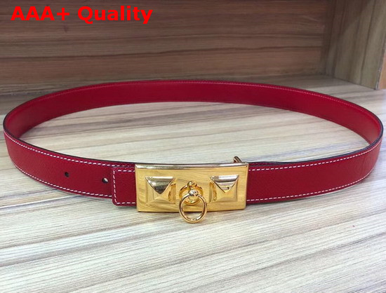 Hermes Rivale Belt in Red Epsom Calfskin Leather Replica