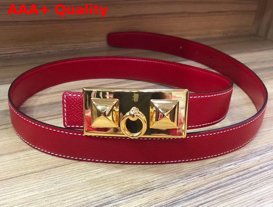 Hermes Rivale Belt in Red Epsom Calfskin Leather Replica