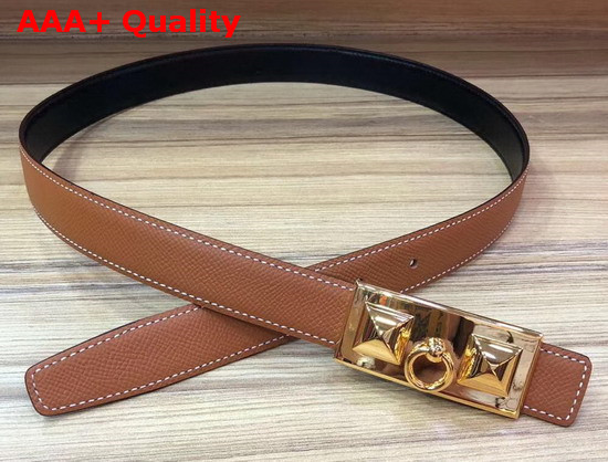 Hermes Rivale Belt in Tan Epsom Calfskin Leather Replica