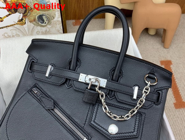 Hermes Rock Birkin 25 in Black Swift Calfskin Replica