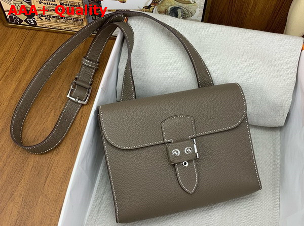 Hermes Sac a Depeches 21 Bag in Elephant Grey Togo Leather Replica