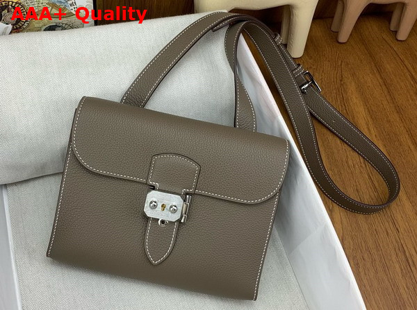 Hermes Sac a Depeches 21 Bag in Elephant Grey Togo Leather Replica