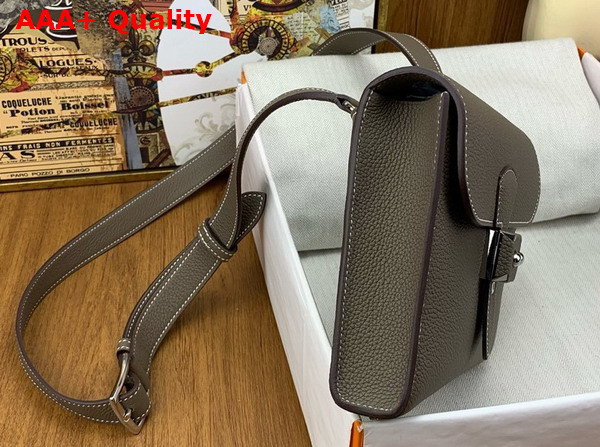 Hermes Sac a Depeches 21 Bag in Elephant Grey Togo Leather Replica