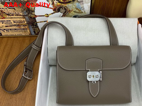 Hermes Sac a Depeches 21 Bag in Elephant Grey Togo Leather Replica