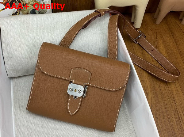 Hermes Sac a Depeches 21 Bag in Gold Brown Togo Leather Replica