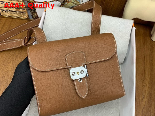 Hermes Sac a Depeches 21 Bag in Gold Brown Togo Leather Replica