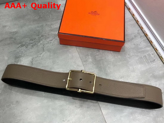 Hermes Saddle 38 Reversible Belt Black and Grey Box and Togo Calfskin Gold Buckle Replica