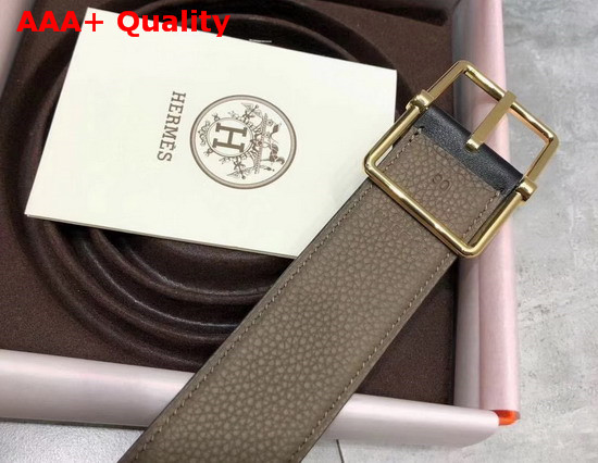 Hermes Saddle 38 Reversible Belt Black and Grey Box and Togo Calfskin Gold Buckle Replica