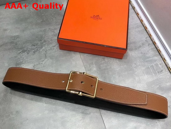 Hermes Saddle 38 Reversible Belt Noir Gold Box and Togo Calfskin Gold Buckle Replica