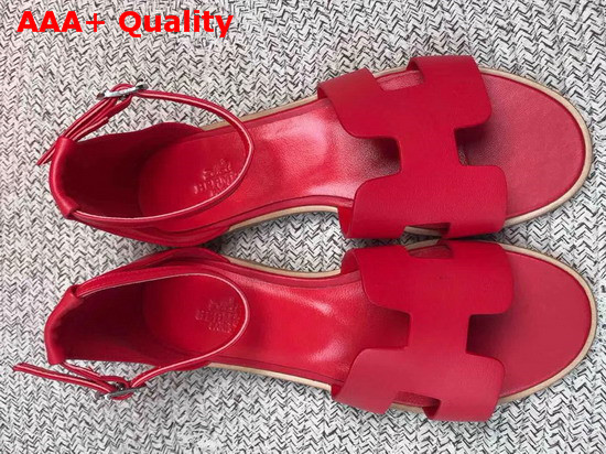 Hermes Santorini Sandal in Red Calfskin Replica