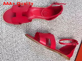 Hermes Santorini Sandal in Red Calfskin Replica