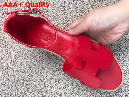 Hermes Santorini Sandal in Red Calfskin Replica