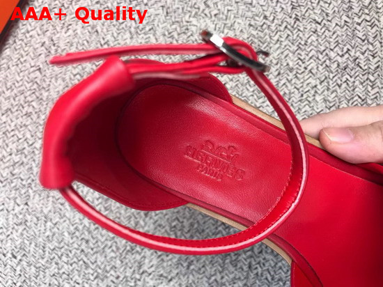 Hermes Santorini Sandal in Red Calfskin Replica