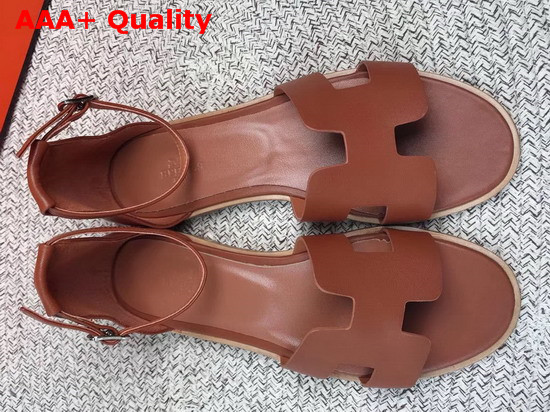 Hermes Santorini Sandal in Tan Calfskin Replica