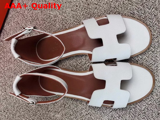 Hermes Santorini Sandal in White Epsom Calfskin Replica