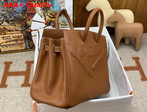 Hermes Shadow Birkin 25 Bag in Gold Brown Swift Calfskin Replica