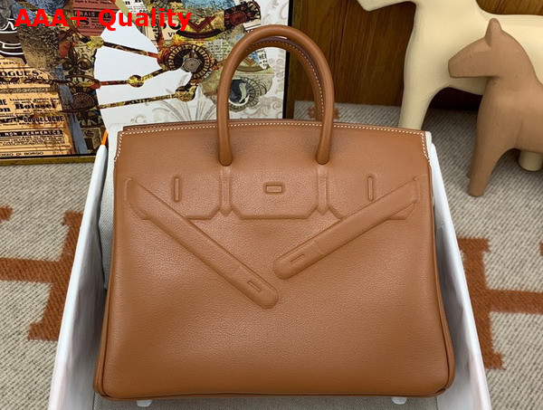 Hermes Shadow Birkin 25 Bag in Gold Brown Swift Calfskin Replica