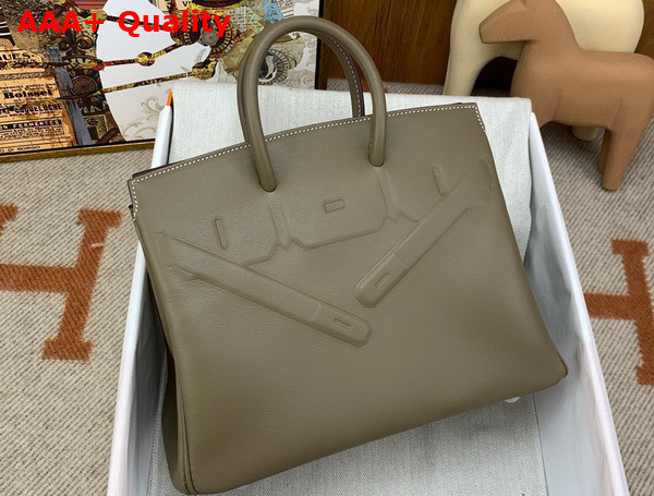 Hermes Shadow Birkin 25 Bag in Grey Swift Calfskin Replica