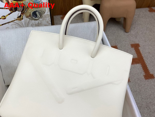 Hermes Shadow Birkin 25 Bag in Milk White Swift Calfskin Replica